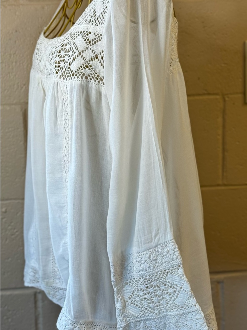 Vintage Spell Designs Sunday Feels Lace Trim Blouse in Medium - Picture 11 of 16